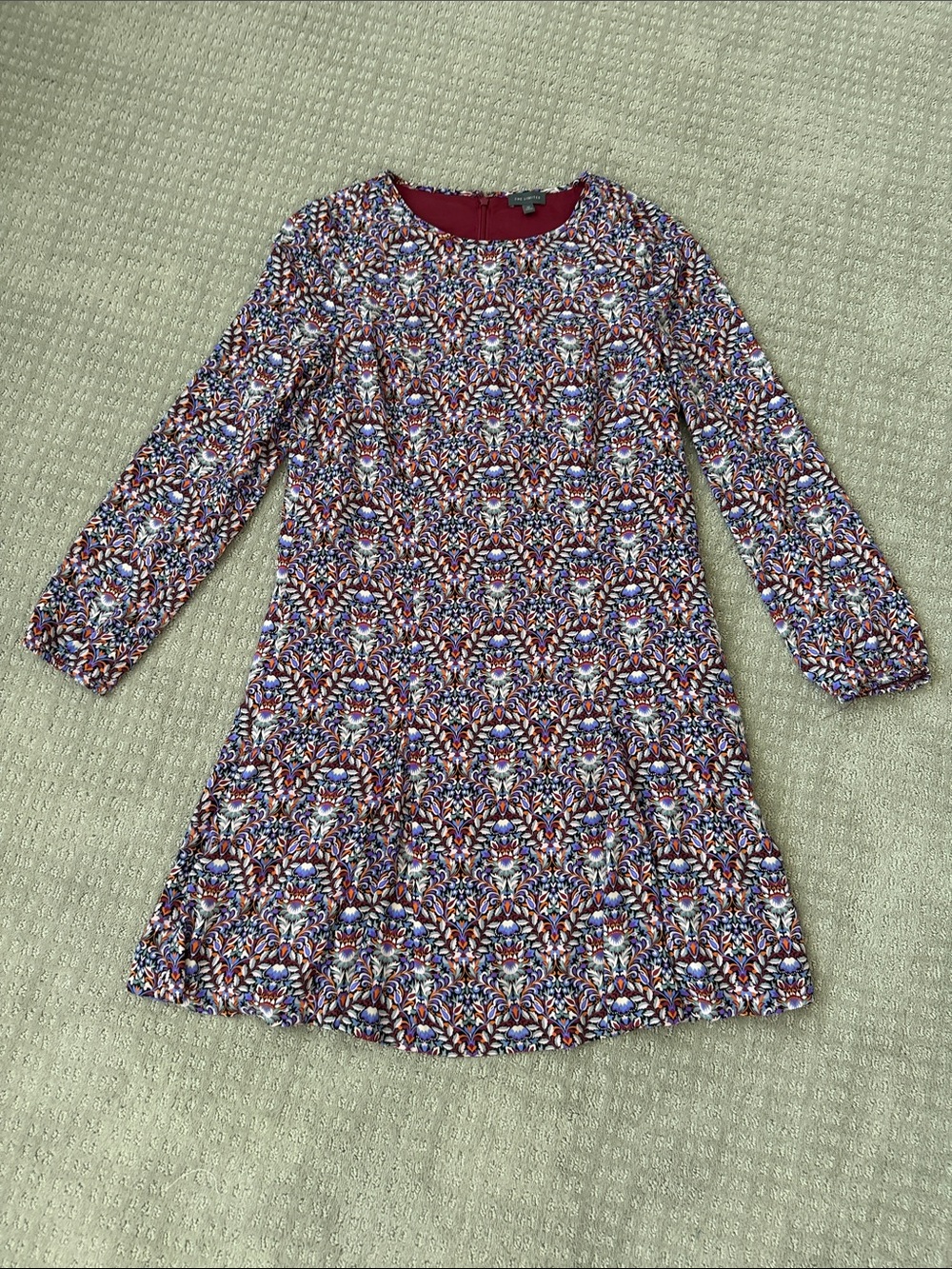 The Limited - Long Sleeve Floral Dress in purples, blue, maroon